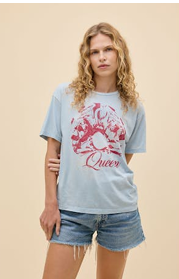 Queen Best Friend Burnout Boyfriend Tee - Powder Blue PWDBL