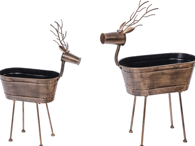 Metal Bronze Deer Container