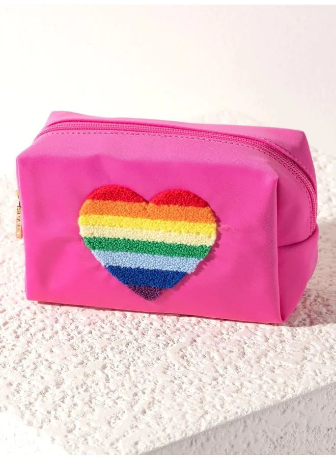 Zip Joy Heart Fuchsia Pouch