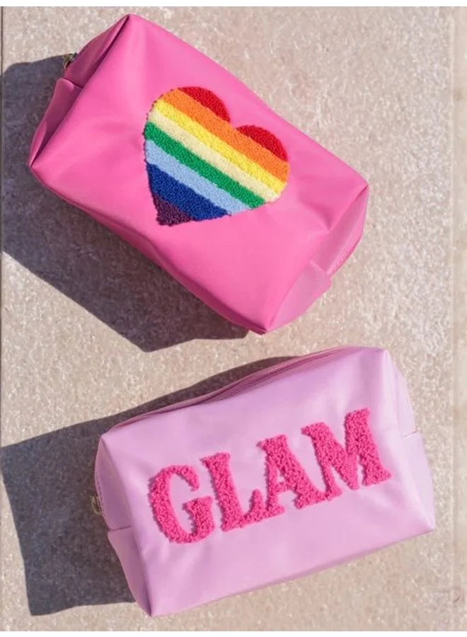 Zip Joy Heart Fuchsia Pouch