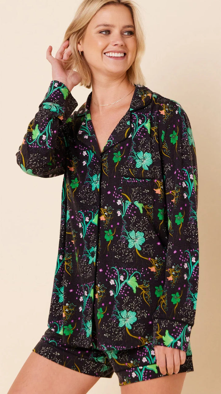 Stargazer Pima Knit Long-Sleeved Short Set Pajamas