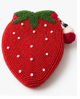 Strawberry Shape Beaded Pouch