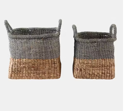 S/2 13/17" Tapered Square Woven Baskets, Natural