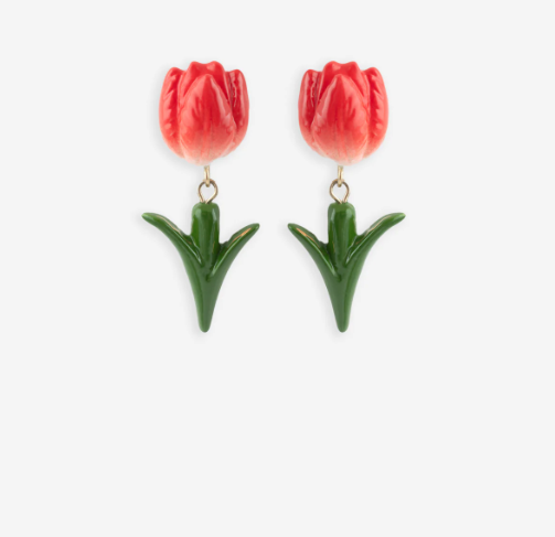 Red Tulip Drop Earrings