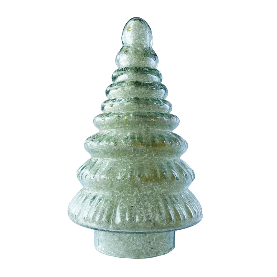 Round x 8"H Embossed Recycled Glass Tree