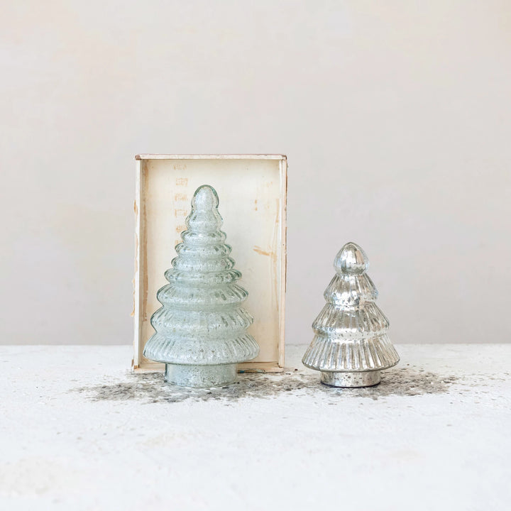 Round x 8"H Embossed Recycled Glass Tree