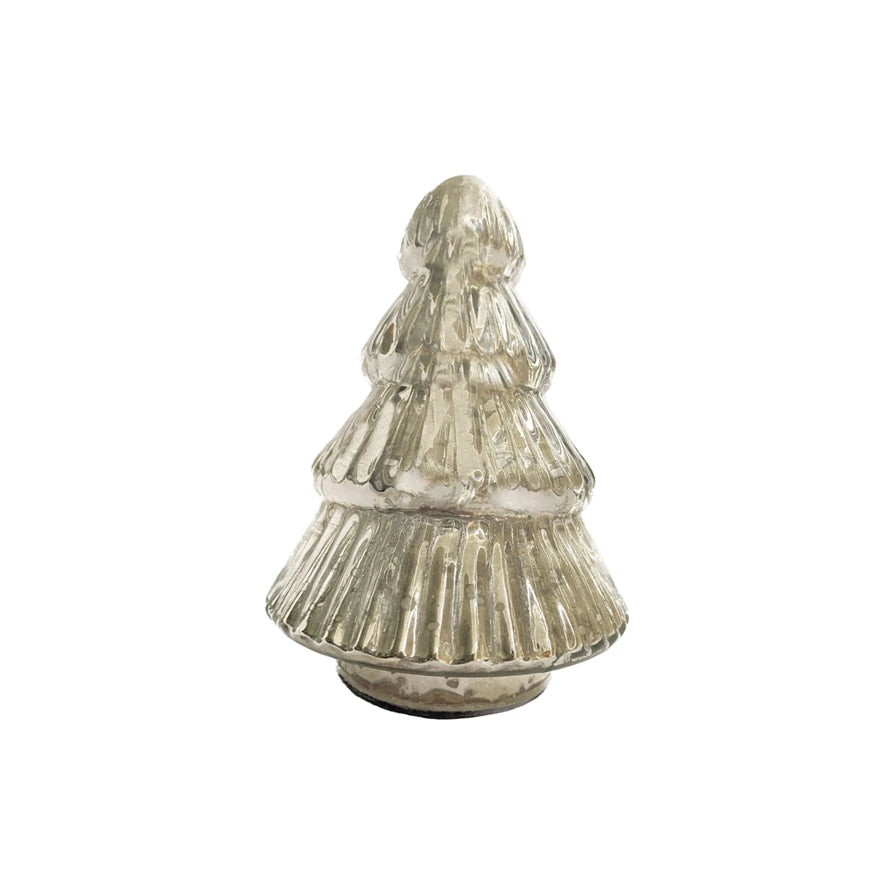 Embossed Mercury Glass Tree Silver