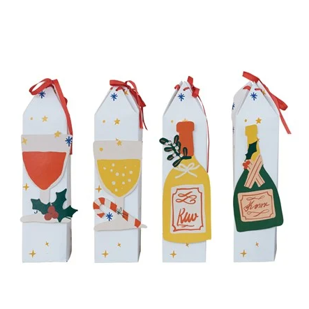 Handmade Recycled Paper Wine/Gift Box with 3D Cocktail/Bottle | 4 Styles