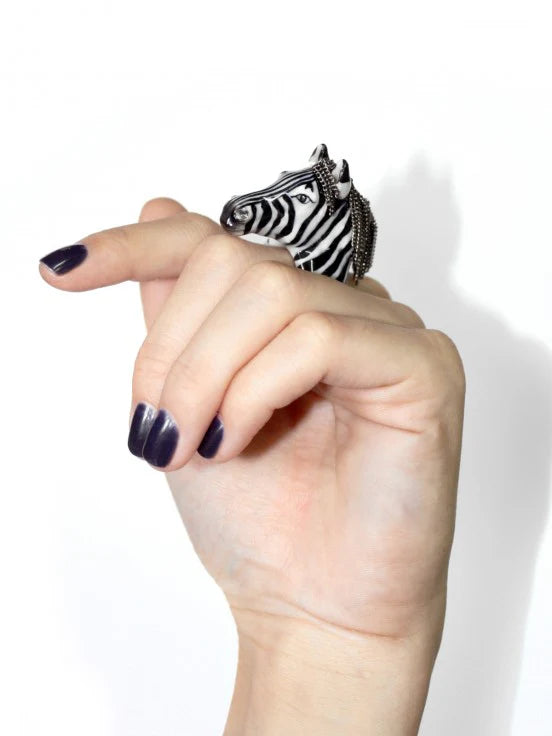 Zebra with Hairs Ring